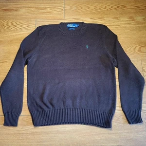  Polo Ralph Lauren Herren Pima Baumwolle Italienisches Garn Strick Pullover Gr. Medium Braun - Bild 1 von 12