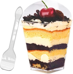 YunKo 50 Pack 5 oz Quadrato Plastica Trasparente Dessert 2,16 pollici x 4 pollici,  - Foto 1 di 9