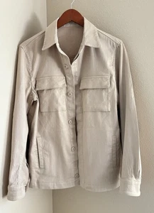 Men’s Luxury Brand Bugatchi Linen Shacket Color Beige Size Small - Picture 1 of 17