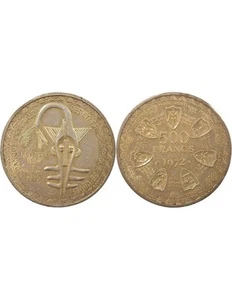 Afrique de l'Ouest 500 Francs Argent, Union Monétaire - 1972 Paris - Imagen 1 de 3