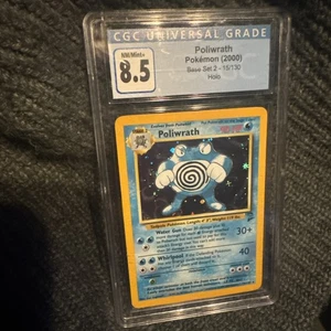 CGC 8.5 Poliwrath 15/130 Base Set 2 Holo Rare Graded Pokemon Card NM/MINT psa - Picture 1 of 2