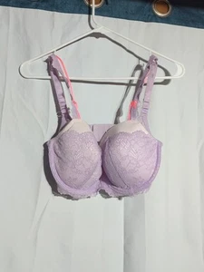 Victoria’s Secret DREAM ANGELS Lace Balconette Bra W/ Pink Bows Size 34 DDD - Imagen 1 de 16