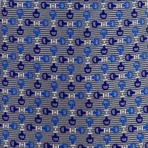 HERMES Necktie Tie Gray all-over pattern 100% Silk made in France J7962 - Picture 1 of 24