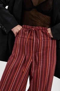 Free People Hudson Canyon Slouchy Wide Leg Trousers Wine Combo Size M RRP £88 - Picture 1 of 4
