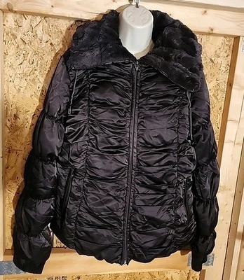 1 Chaqueta acolchada Madison para mujer marrón manga larga cuello ribete de piel cremallera completa talla L Foto 1 de 4