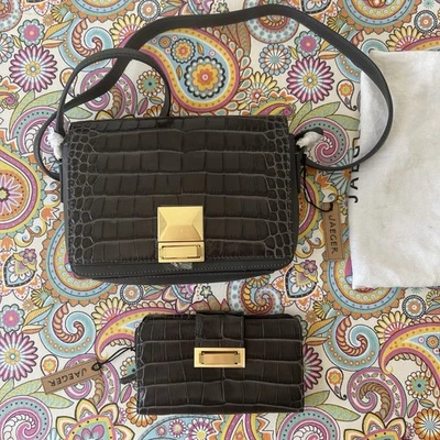 JAEGER BOLSO / SET GRIS COCODRILO BOLSO Y CARTERA CONJUNTO Foto 1 de 4