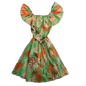 Vintage Leslie Fay Dress MIDI Puff Sleeve Floral Cottage core 70s Sz S - Picture 1 of 20