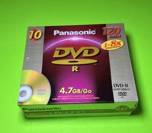 10 Pack Panasonic DVD’s 120 min, 4.7 GB/Go BRAND NEW SEALED Rare Free Shipping! - Picture 1 of 6