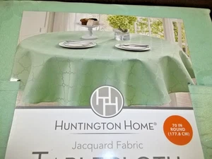 "Mantel redondo Huntington Home tela jacquard 70"" verde menta nuevo" - Imagen 1 de 3