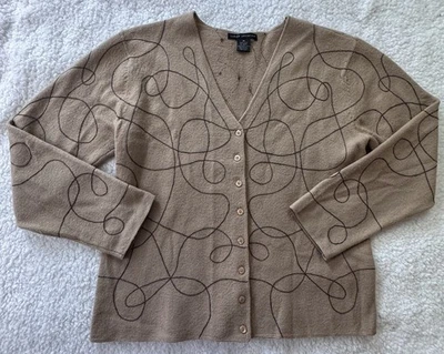 Cárdigan de Lana Sarah Spencer Suéter Botón Frontal Medio Hilo Diseño Arte Foto 1 de 4