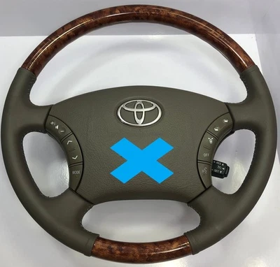 Toyota Prado Land Cruiser Steering Wheel | Beige Gray Leather Wood | AUTOTAKTIK - Image 1 of 4