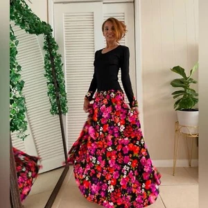 Vintage Vera Maxwell 70’s Floral Speed Large Sweep Dress Small - Bild 1 von 8