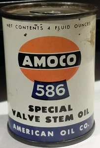 Banco de monedas de aceite de vástago de válvula especial Amoco 586 de colección 4 oz American Oil Co. - Imagen 1 de 4
