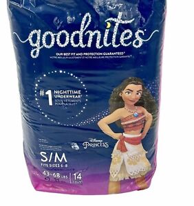 14 Disney Princess Moana Goodnites Nighttime Wet Protection Underwear Girls S/M