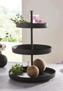 Metall Etagere "Black" matt schwarz 3-stöckig Obst Torten Kuchen Servier Ständer - Bild 1 von 3