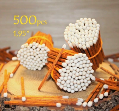 500 pezzi fiammiferi cannella punte bianche festa matrimonio candela barattolo fiammiferi 1,95" - Immagine 1 di 4