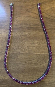 19” Sterling Silver 925 Ruby Necklace - Picture 1 of 3