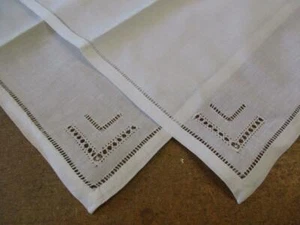 Set of 12 - Linen/Cotton Genuine Handwork Hemstitch Napkins 45 cms sq. –cr or wh - Picture 1 of 4