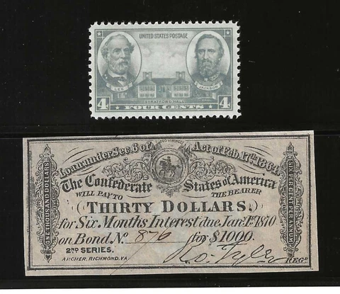 ORIGINAL CIVIL WAR 1864 $30 CONFEDERATE $1000 BOND COUPON / RECEIPT + BONUS Cover