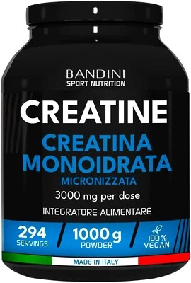 Bandini® Creatina Polvere 1kg/1000g | Creatine Monoidrata Micronizzata 100% Veg - Immagine 1 di 4