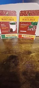 Lot of 2 Burt's Bees Lip Balm Peppermint & Mint Cocoa Limited Edition - Picture 1 of 3