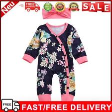 Toddler Girl Newborn Outfits Set Floral Print with Headband for Spring Autumn