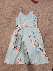 Vestido midi Styleworld azul medio floral ajustable con correa de espagueti para mujer - Imagen 1 de 6