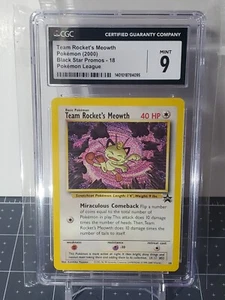 2000 Pokemon Black Star Promo Team Rocket's Meowth WOTC 18 (CGC Graded 9) - Picture 1 of 1