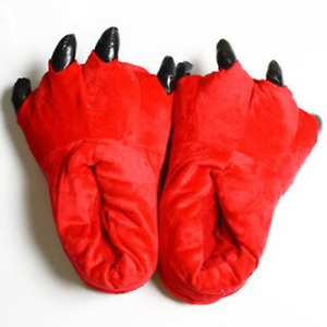 New Women Indoor Slippers Short Plush Animal Paw Winter House Floor Warm Shoes
