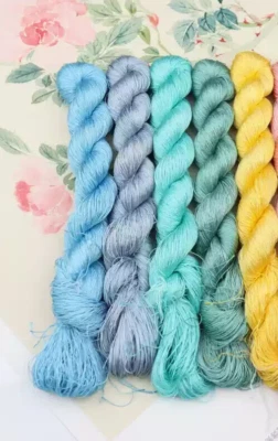 16silk tight twisted water ripple mulberry silk,hand-dyed embroidery silk thread - Image 1 of 4