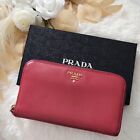 PRADA Long wallet Zippy Wallet Leather Red from JAPAN