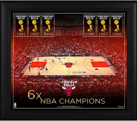 Chicago Bulls Framed 15" x 17" Championship Count Collage Cover