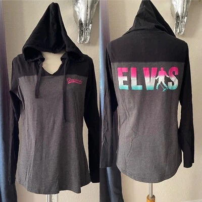 EUC Genuine Graceland Elvis Presley Women's T-shirt Hoodie Size L - Image 1 of 4
