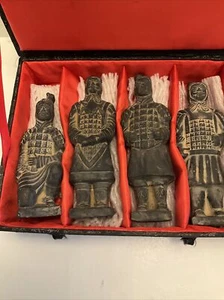VINTAGE HAND CARVED STONE ASIAN TERRA COTTA ARMY WORRIORS QIN SHI HUANG FIGURIN  - Picture 1 of 10