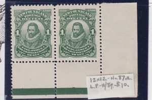 NFLD #87a King James I wunderschönes Paar mit LR-Ecken, aufklappbar in Webkante - Bild 1 von 2