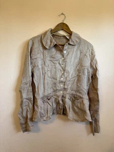 Krista Larson sz S M Pale Pink Silk Top Jacket Button Down Lagenlook - Picture 1 of 5