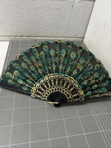VINTAGE DECORATIVE HAND FAN ASIA ASIAN ART CAFE - Picture 1 of 7
