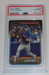2024 TOPPS SERIES 1 EVAN CARTER RC #280 Graded PSA 10 GEM-MINT! - RANGERS - Picture 1 of 3