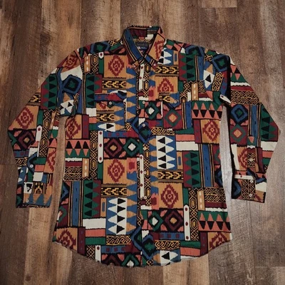 Panhandle Slim Western Shirt 16.5x35 Vintage Long Sleeve Made In USA Native - Image 1 of 4