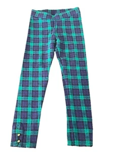 Girls Janie and Jack Blue Green Plaid Legging Style Pants Size 6 - Picture 1 of 3