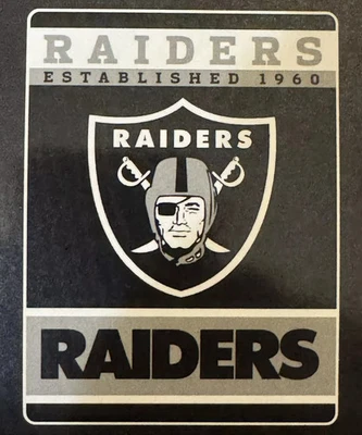 NFL Oakland Raiders Royal Peluche Raschel Manta 60"x80"-EST 1960 Foto 1 de 4