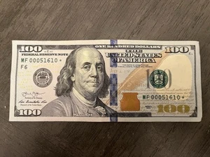 $100 Star Note Series 2013, Serial: MF 00051610 F6, LOW Print Run of 128K! - Picture 1 of 2