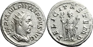 Ancient Roman coin of Philip I silver antoninianus - FELICITAS TEMP - Picture 1 of 1