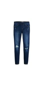 Girls SO Dark Blue Distressed Ultimate Stretch Jeggings Adj. Waist Size 8 - Picture 1 of 10