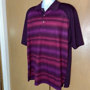 Golf Shirt LINKS Edition XLTall Polo Short Sleeve 47”x31” Purple Striped E456 - Picture 1 of 14