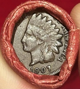 LOTTO 50 MONETE SIGILLATE WHEAT PENNY MIX SHOTGUN ROLL W 1907 & INDIAN HEAD CENT ENDS - Foto 1 di 3