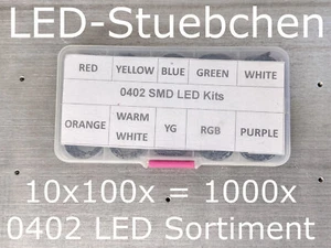 0402 SMD LED Sortiment 10x100 = 1000x, 10 Farben - Bild 1 von 2