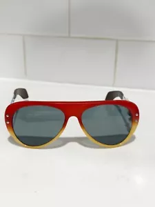Unique NOS Vintage MOD Red Yellow COLOR BLOCK Sport Aviator Unisex Sunglasses - Picture 1 of 24
