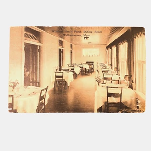 Cartolina vintage 1940 Williamstown Massachusetts Williams Inn portico sala da pranzo - Foto 1 di 2