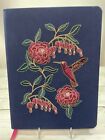 PAPYRUS Journal 6"x8" Embroidered Hummingbird & Flowers on Navy Fabric 192 pages